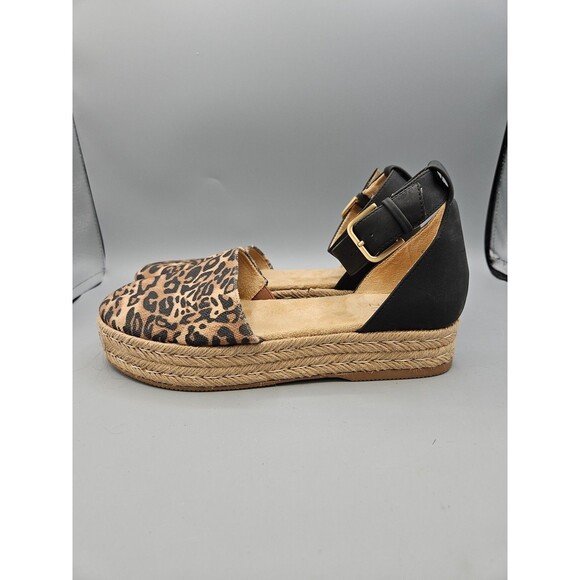 Naturalizer Strappy Wrap Platform Leopard Leo Print Wedge Sandals Heel Size 9 - Picture 9 of 12